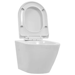 vidaXL tualetes pods, stiprināms pie sienas, balta keramika cena un informācija | Tualetes podi | 220.lv