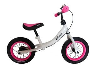 Балансировочный велосипед R3 R-Sport с тормозной ручкой, белый/розовый цена и информация | Балансировочные велосипеды | 220.lv