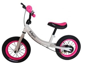 Балансировочный велосипед R3 R-Sport с тормозной ручкой, белый/розовый цена и информация | Балансировочные велосипеды | 220.lv