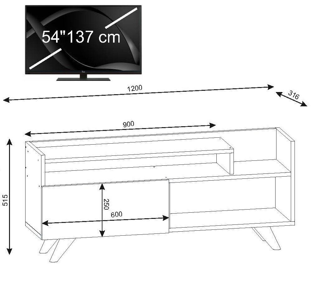 TV galdiņš Kalune Design 745(II), 120 cm, balts cena un informācija | TV galdiņi | 220.lv