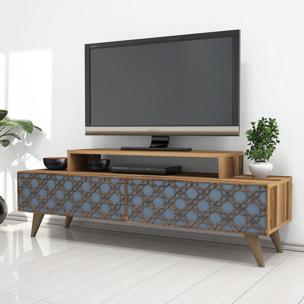 TV galdiņš Kalune Design 845, 140 cm, brūns/zils цена и информация | TV galdiņi | 220.lv