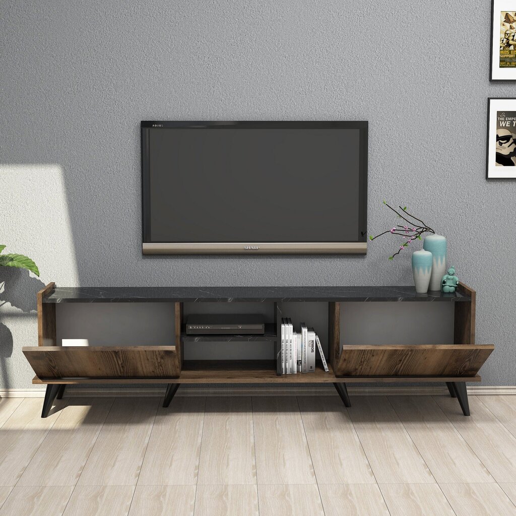 TV galdiņš Kalune Design 389, 180 cm, brūns/melns cena un informācija | TV galdiņi | 220.lv