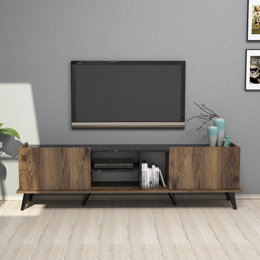 TV galdiņš Kalune Design 389, 180 cm, brūns/melns cena un informācija | TV galdiņi | 220.lv