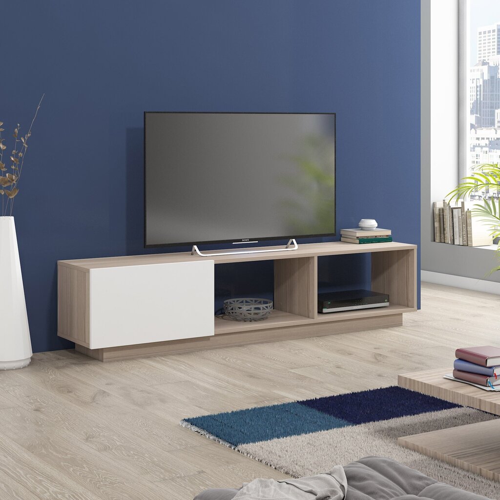 TV galdiņš Kalune Design 598(II), 180 cm, balts/smilškrāsas cena un informācija | TV galdiņi | 220.lv