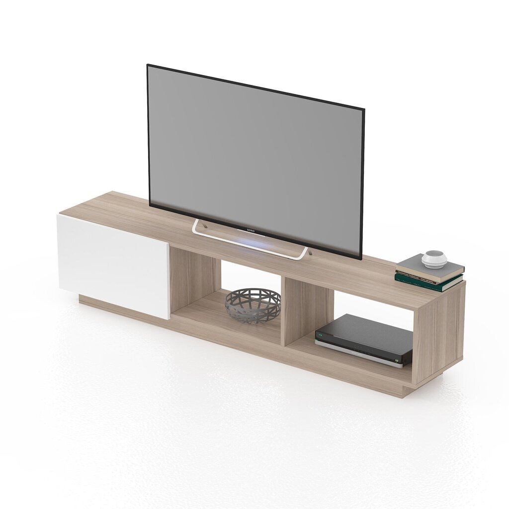 TV galdiņš Kalune Design 598(II), 180 cm, balts/smilškrāsas cena un informācija | TV galdiņi | 220.lv