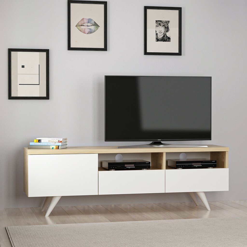 TV galdiņš Kalune Design 382(II), 150 cm, balts/smilškrāsas цена и информация | TV galdiņi | 220.lv