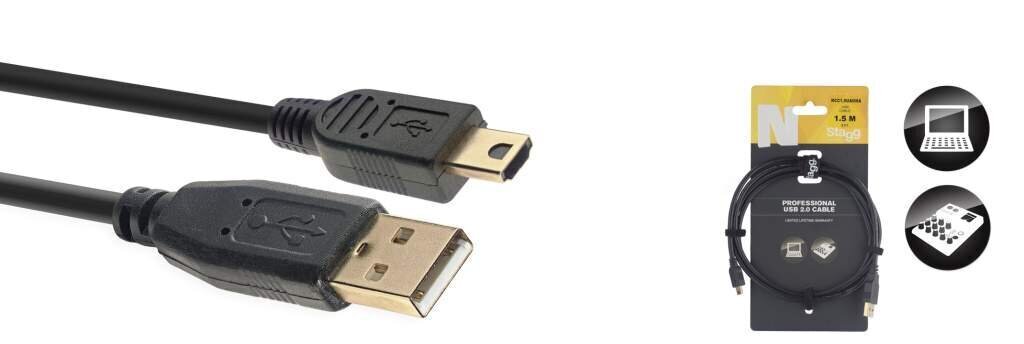 Datu kabelis Stagg USB A/mini USB A/m, 1,5 m цена и информация | Kabeļi un vadi | 220.lv