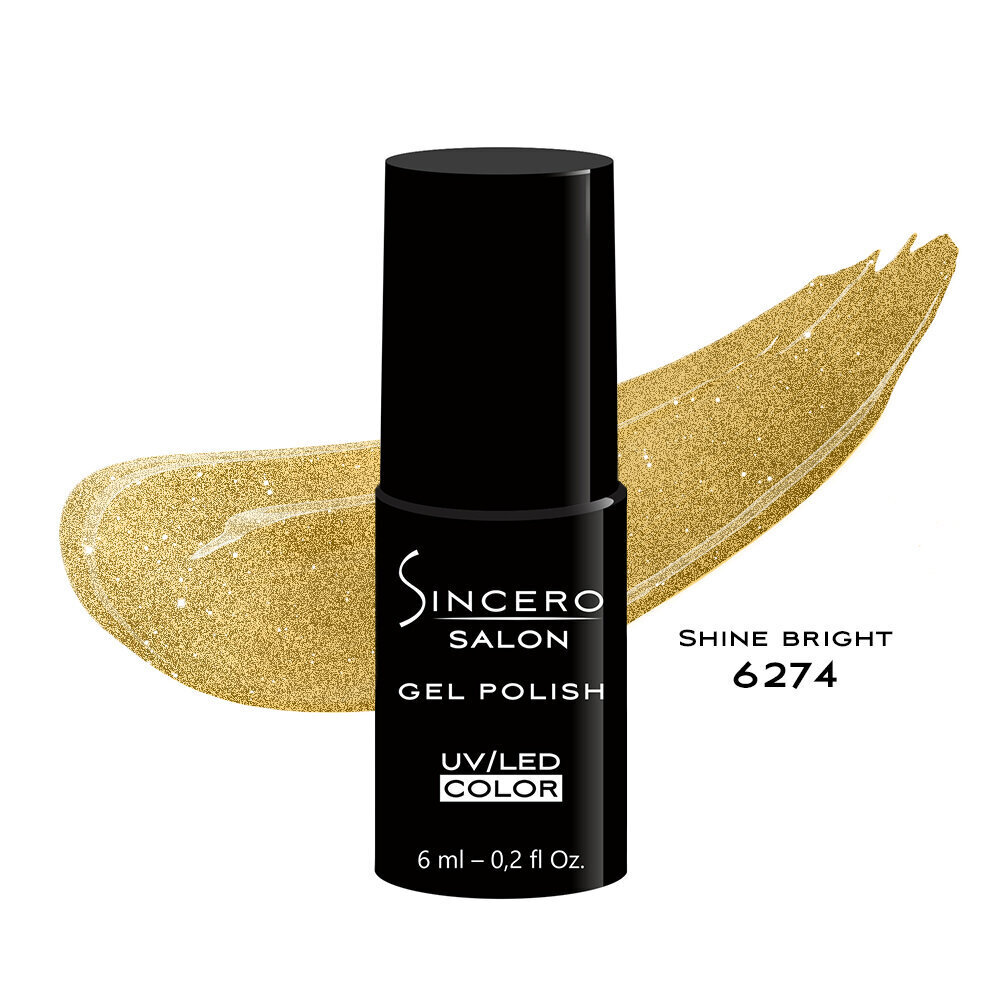 Gela nagu laka "Sincero Salon", 6 ml, Shine bright, 6274 cena un informācija | Nagu lakas, stiprinātāji | 220.lv