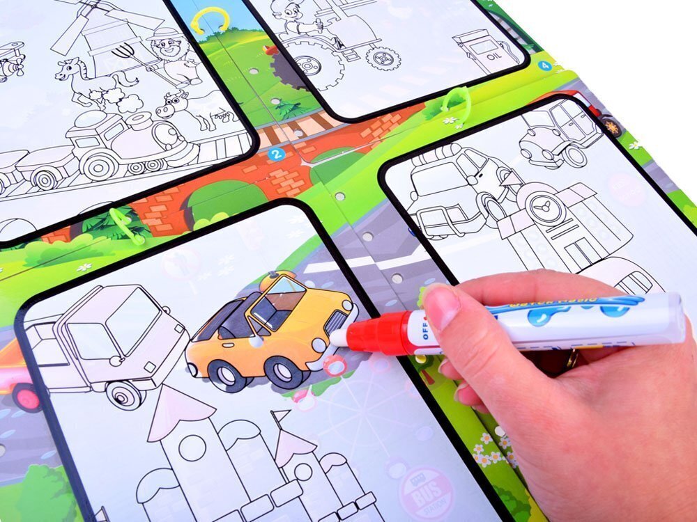 Krāsojamā grāmata ar ūdens pildspalvu "Transportlīdzekļi" cena un informācija | Modelēšanas un zīmēšanas piederumi | 220.lv