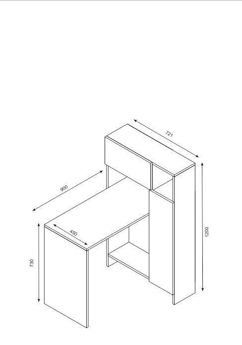 Rakstāmgalds ar plauktu Kalune Design 756, balts/brūns цена и информация | Datorgaldi, rakstāmgaldi, biroja galdi | 220.lv