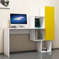 Rakstāmgalds ar plauktu Kalune Design 845 (I), balts/dzeltens cena un informācija | Datorgaldi, rakstāmgaldi, biroja galdi | 220.lv