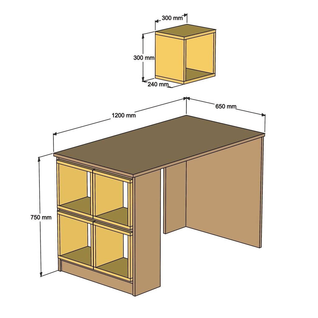 Rakstāmgalds Kalune Design 845 (I), balts/dzeltens цена и информация | Datorgaldi, rakstāmgaldi, biroja galdi | 220.lv