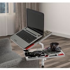 Datoru galds Kalune Design 863 (I) klēpjdatoram, balts/melns cena un informācija | Datorgaldi, rakstāmgaldi, biroja galdi | 220.lv