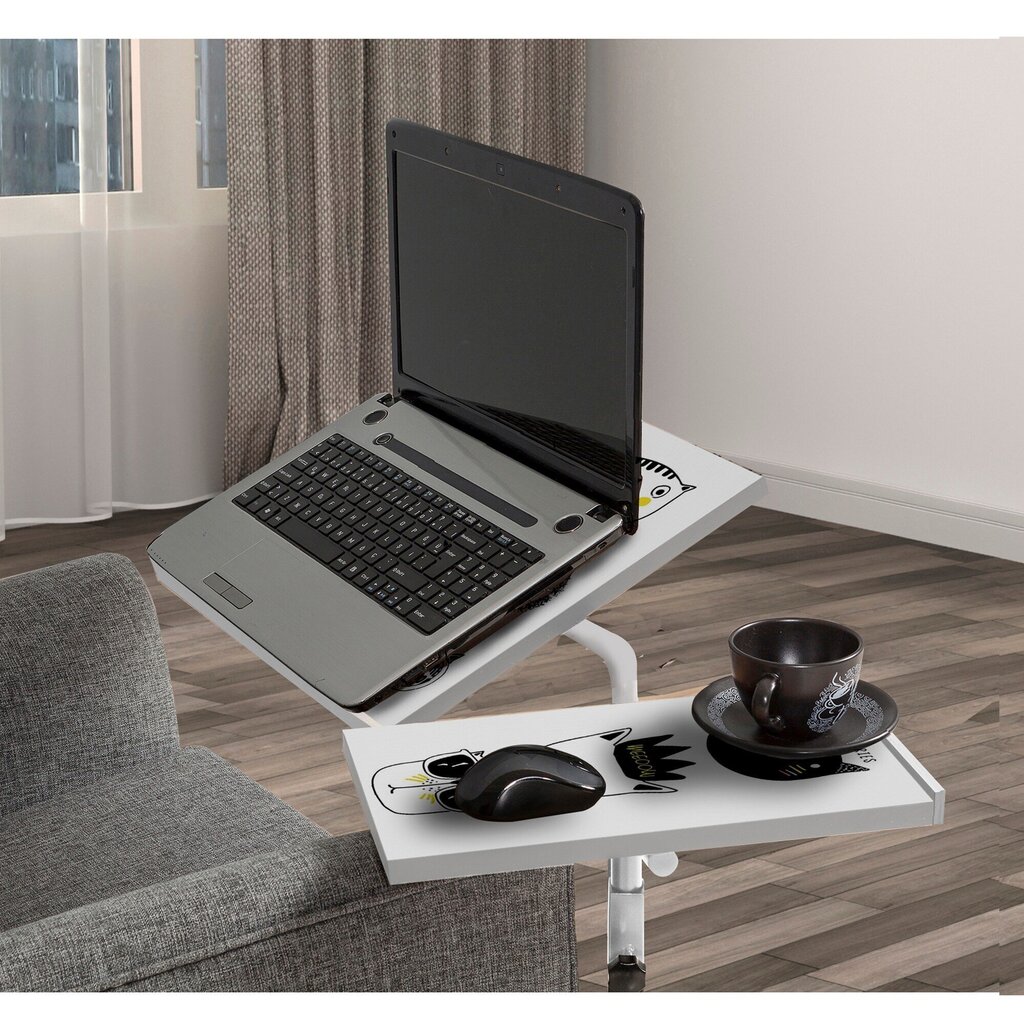Datoru galds Kalune Design 863 (III) klēpjdatoram, melns/balts cena un informācija | Datorgaldi, rakstāmgaldi, biroja galdi | 220.lv