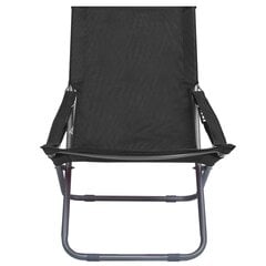 vidaXL salokāmi pludmales krēsli, 2 gab., melns audums cena un informācija | Dārza krēsli | 220.lv