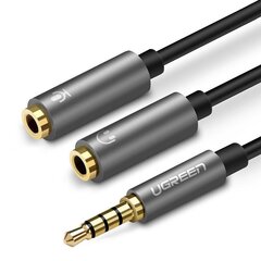 Audio vads ierīču savienošanai Ugreen 3,5 -> 2 x 3,5 mm (austiņas un mikrofons) 10 cm цена и информация | Кабели для телефонов | 220.lv