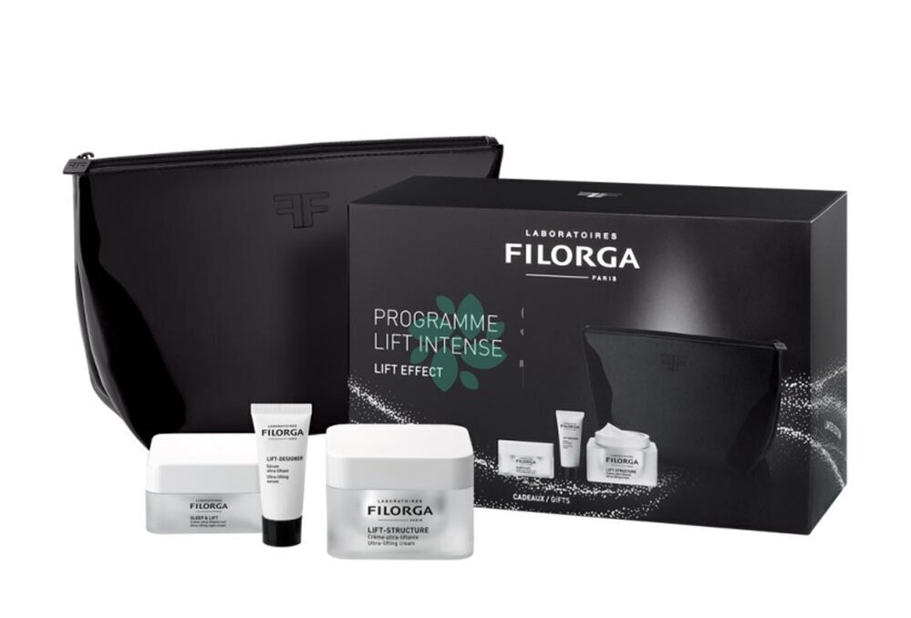 Komplekts Filorga LIFT Intensive Lift Program: dienas sejas krēms 50 ml + sejas serums 7 ml + nakts sejas krēms 15 ml + kosmētikas somiņa cena un informācija | Sejas krēmi | 220.lv