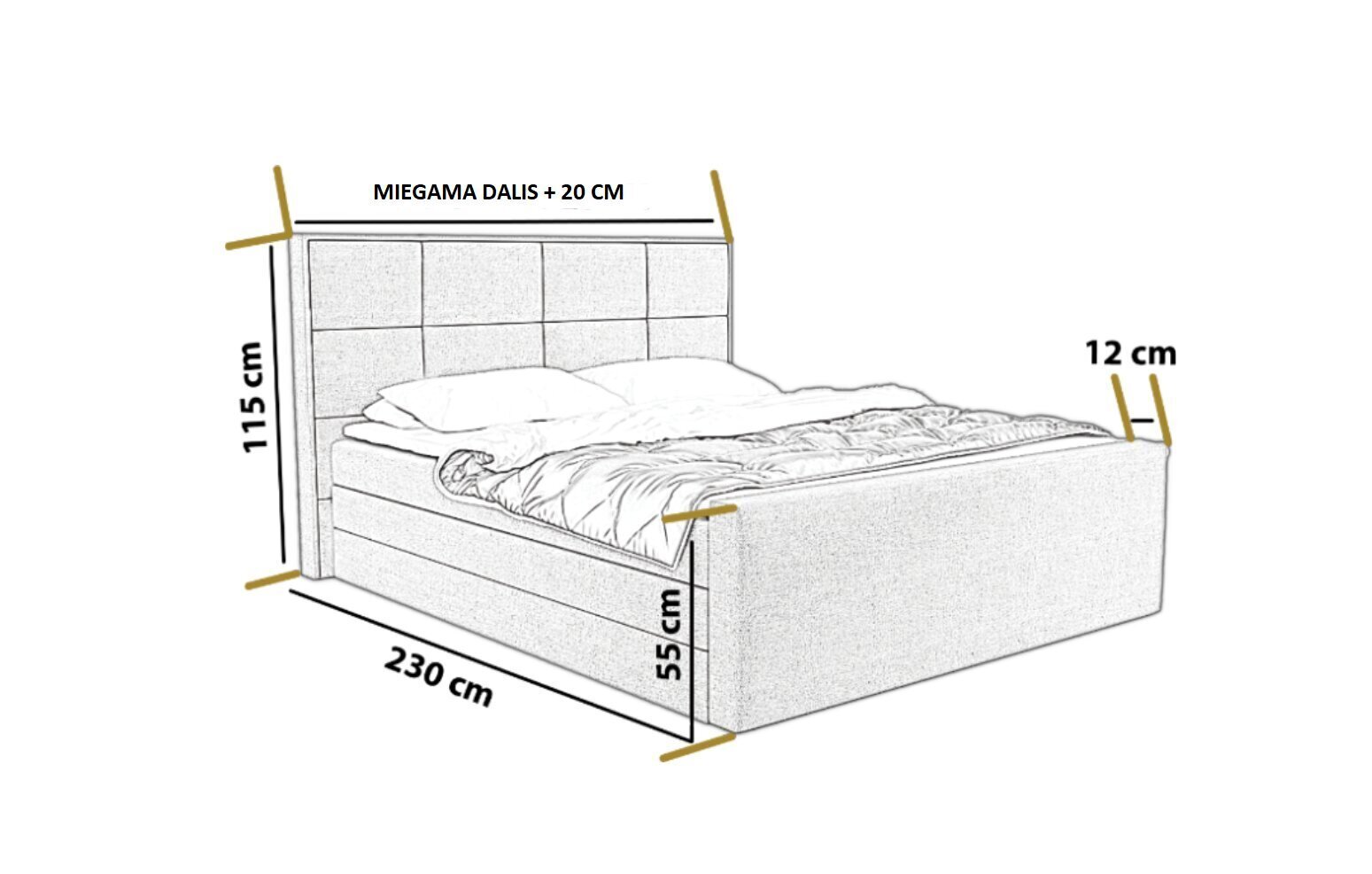 Gulta Ikar 160x200 cm, tumši pelēka cena un informācija | Gultas | 220.lv