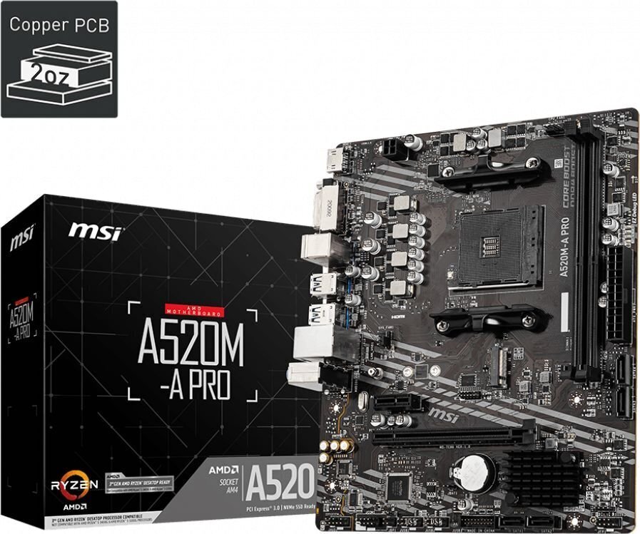 MSI A520M-A Pro cena un informācija | Mātesplates | 220.lv