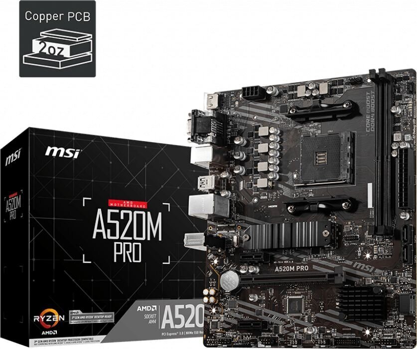 MSI A520M Pro cena un informācija | Mātesplates | 220.lv