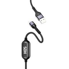 USB/Lightning kabelis USAMS, melns, 120 cm (ar strāvas mērījumu) цена и информация | Кабели для телефонов | 220.lv
