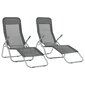 vidaXL saliekami sauļošanās krēsli, 2 gab., antracītpelēks tekstilēns cena un informācija | Sauļošanās krēsli | 220.lv