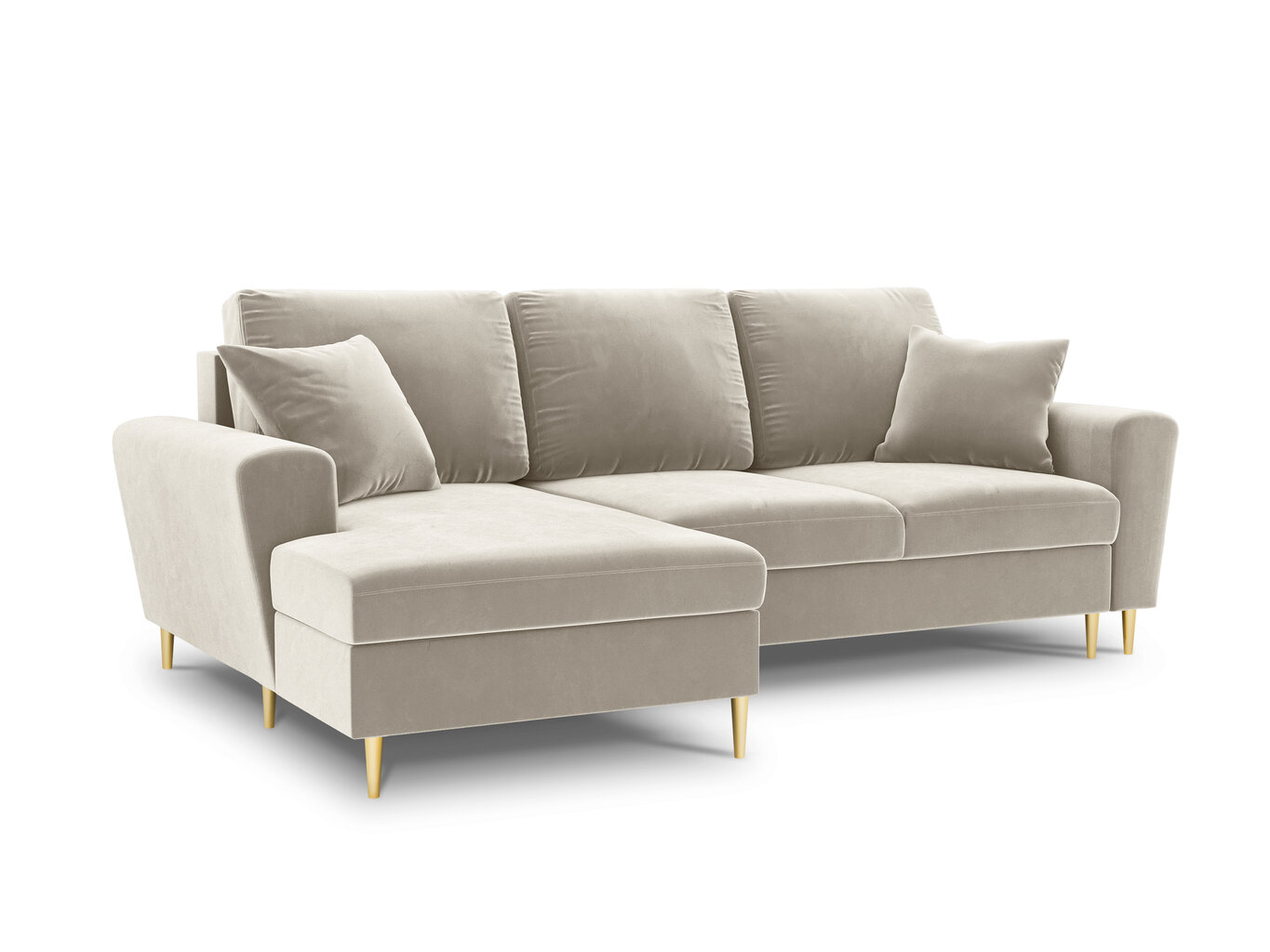 Stūra dīvāns Micadoni Home Moghan 4S-V, smilškrāsas cena un informācija | Stūra dīvāni | 220.lv