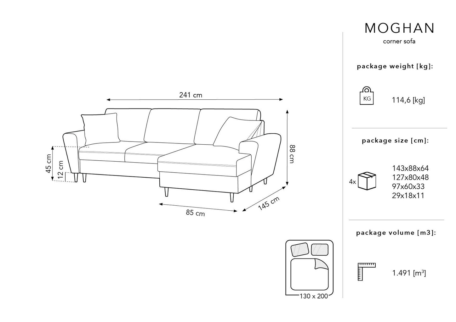 Stūra dīvāns Micadoni Home Moghan 4S-V, smilškrāsas cena un informācija | Stūra dīvāni | 220.lv
