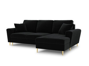 Stūra dīvāns Micadoni Home Moghan 4S-V, melns/zeltainas krāsas cena un informācija | Stūra dīvāni | 220.lv