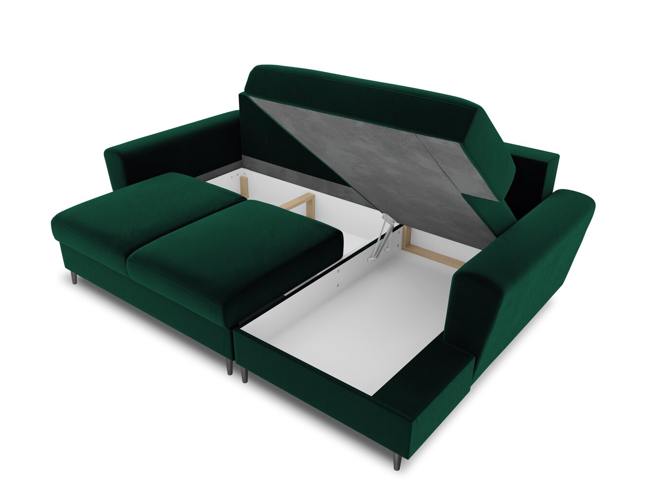 Stūra dīvāns Micadoni Home Moghan 4S-V, tumši zaļš/melns цена и информация | Stūra dīvāni | 220.lv