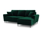 Stūra dīvāns Micadoni Home Moghan 4S-V, tumši zaļš/melns