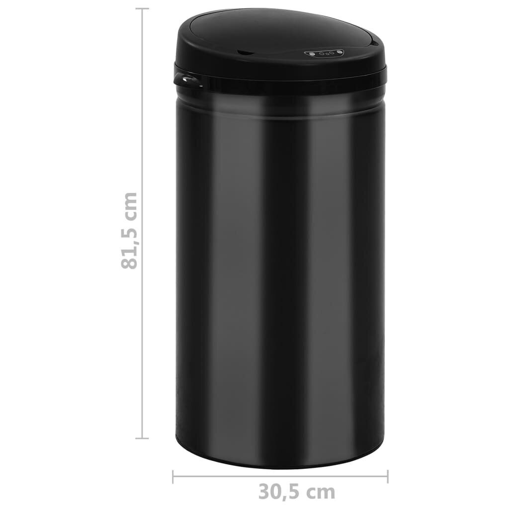 Automātiska atkritumu tvertne ar sensoru - vidaXL, melna, oglekļa tērauds, 50 L cena un informācija | Miskastes | 220.lv