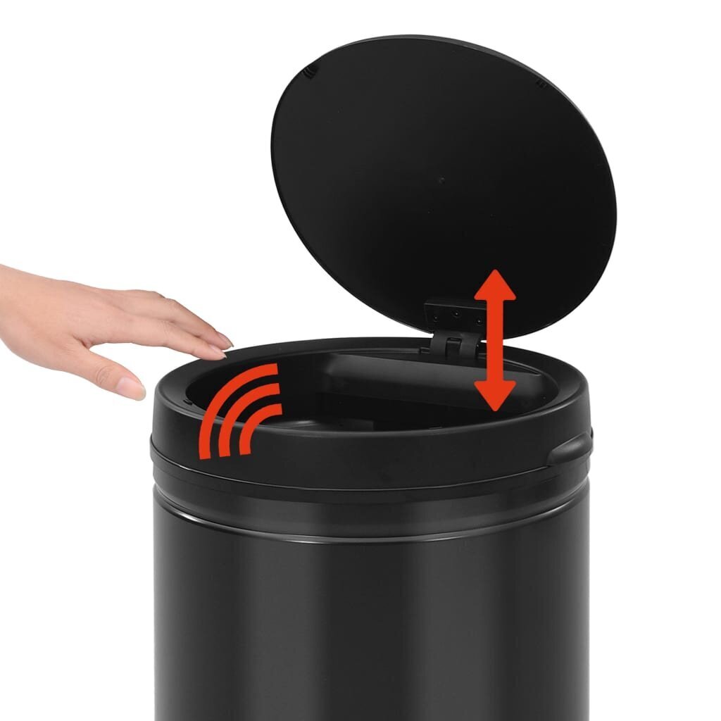 Automātiska atkritumu tvertne ar sensoru - vidaXL, melna, oglekļa tērauds, 70 L cena un informācija | Miskastes | 220.lv