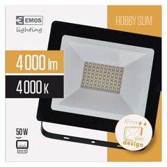 LED prožektors EMOS HOBBY SLIM 50W cena un informācija | Lukturi | 220.lv