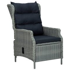 Atgāžams dārza krēsls ar matračiem - vidaXL, gaiši pelēka PE rotangpalma cena un informācija | Dārza krēsli | 220.lv