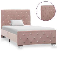 vidaXL gultas rāmis, rozā samts, 90x200 cm cena un informācija | Gultas | 220.lv