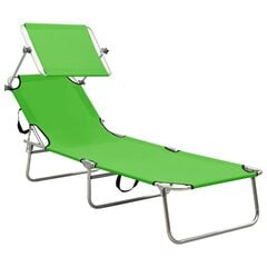 Saliekams sauļošanās krēsls ar jumtu - vidaXL, zaļš, alumīnijs цена и информация | Шезлонги | 220.lv
