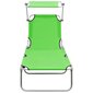 Saliekams sauļošanās krēsls ar jumtu - vidaXL, zaļš, alumīnijs cena un informācija | Sauļošanās krēsli | 220.lv