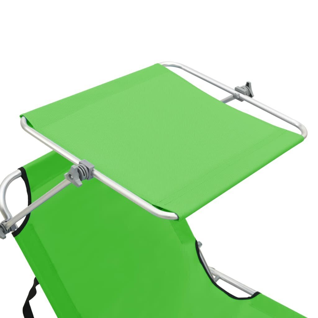 Saliekams sauļošanās krēsls ar jumtu - vidaXL, zaļš, alumīnijs cena un informācija | Sauļošanās krēsli | 220.lv