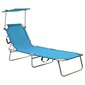 Saliekams sauļošanās krēsls ar jumtu - vidaXL, zils, alumīnijs цена и информация | Sauļošanās krēsli | 220.lv