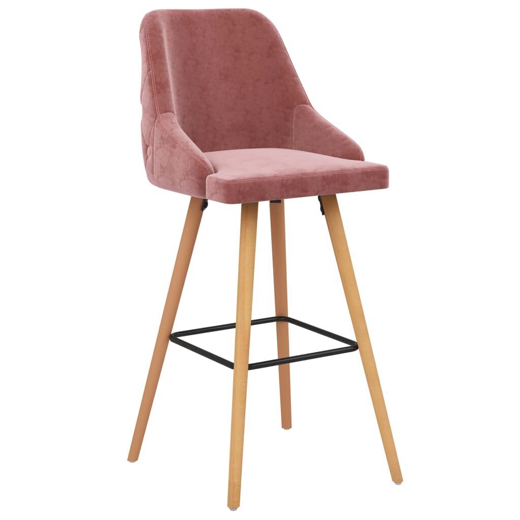 vidaXL bāra krēsli, 2 gab., rozā samts cena un informācija | Virtuves un ēdamistabas krēsli | 220.lv