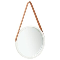 vidaXL sienas spogulis ar siksnu, 40 cm, balts цена и информация | Зеркала | 220.lv