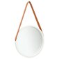 vidaXL sienas spogulis ar siksnu, 40 cm, balts cena un informācija | Spoguļi | 220.lv