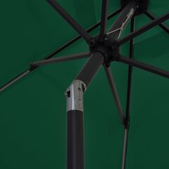 vidaXL saulessargs ar LED un alumīnija kātu, 300 cm, zaļš cena un informācija | Saulessargi, markīzes un statīvi | 220.lv