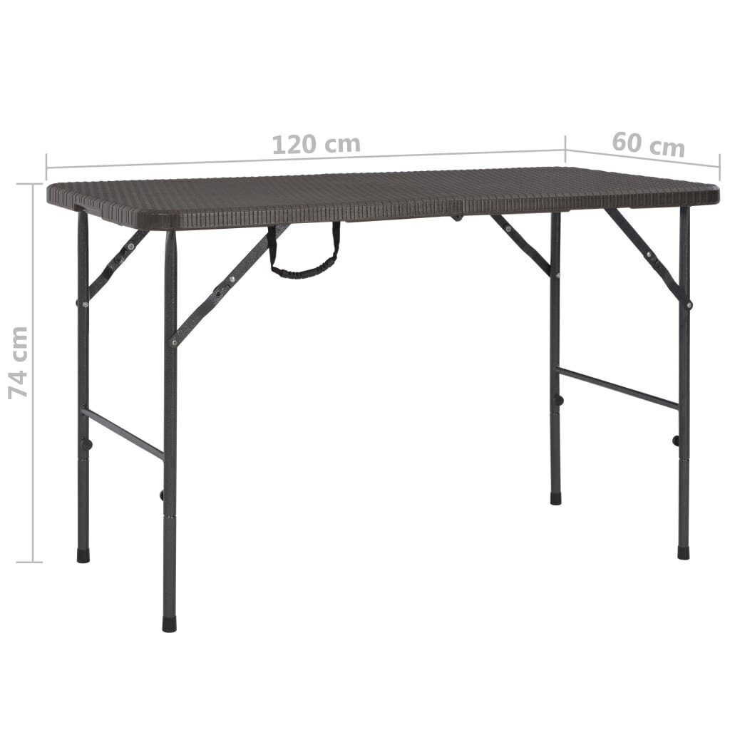 vidaXL saliekams dārza galds, brūns, 120x60x74 cm, HDPE, brūns PE cena un informācija |  Tūrisma mēbeles | 220.lv
