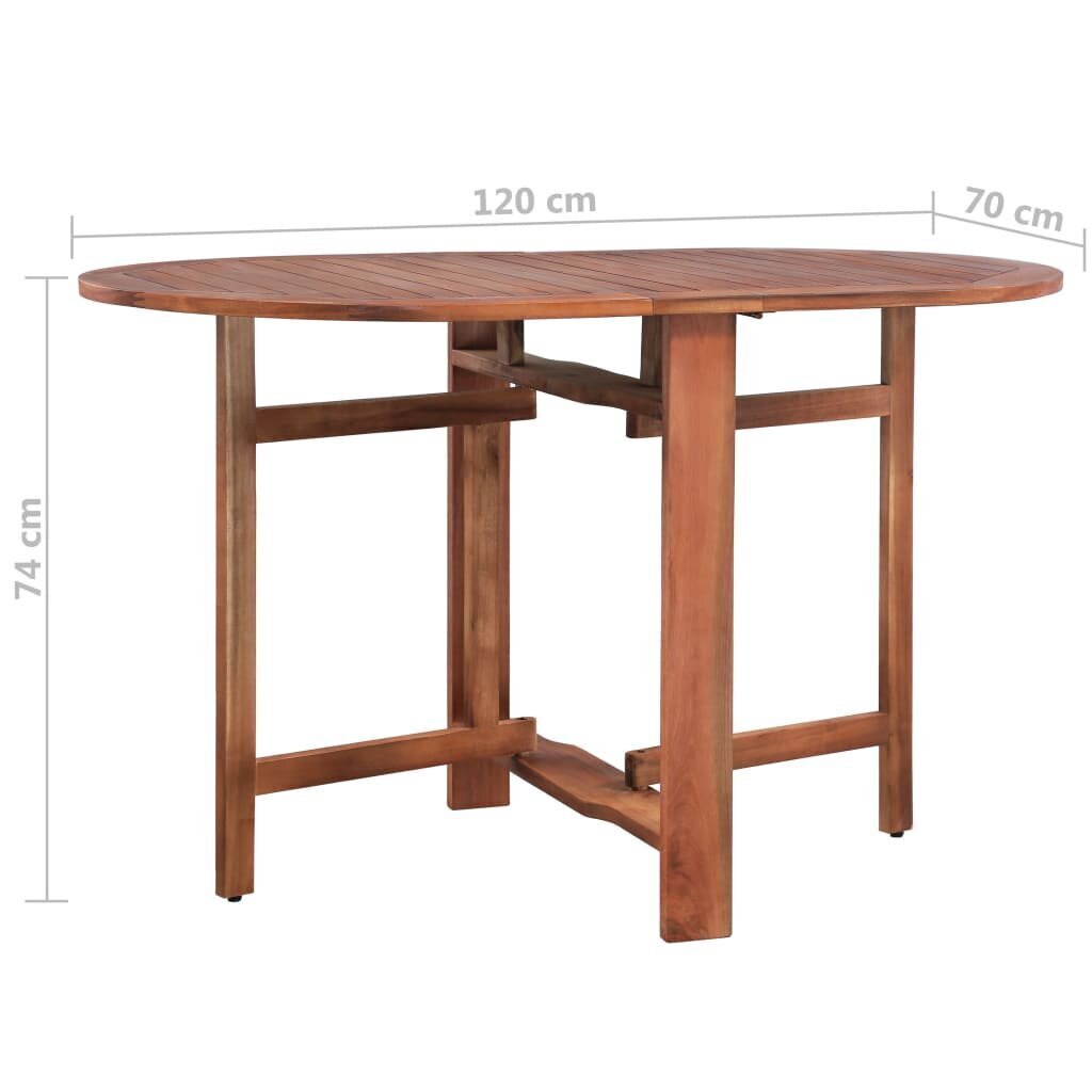 vidaXL dārza galds, 120x70x74 cm, akācijas masīvkoks cena un informācija | Dārza galdi | 220.lv