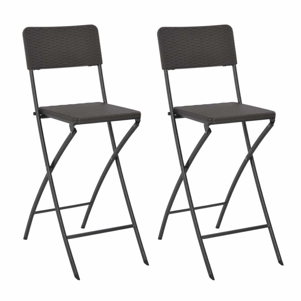 vidaXL saliekami bāra krēsli, 2 gab., HDPE un tērauds, brūni цена и информация | Dārza krēsli | 220.lv