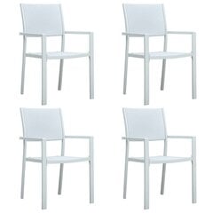 vidaXL dārza krēsli, 4 gab., balta plastmasa, pinuma dizains цена и информация | скамейка со столиком | 220.lv