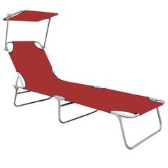 vidaXL sauļošanās zvilnis ar jumtiņu, sarkans alumīnijs cena un informācija | Sauļošanās krēsli | 220.lv