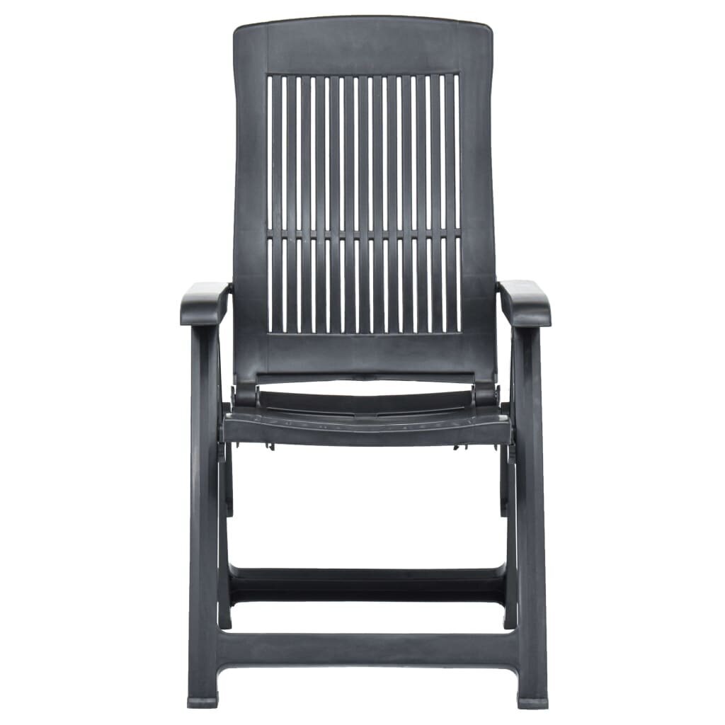 vidaXL atgāžami dārza krēsli, 2 gab., antracītpelēka plastmasa цена и информация | Dārza krēsli | 220.lv